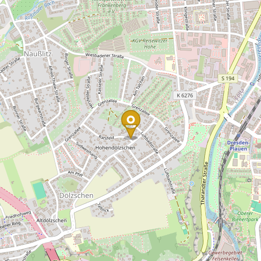 Extrait OpenStreetMap avec marqueur sur le siège de Dresde